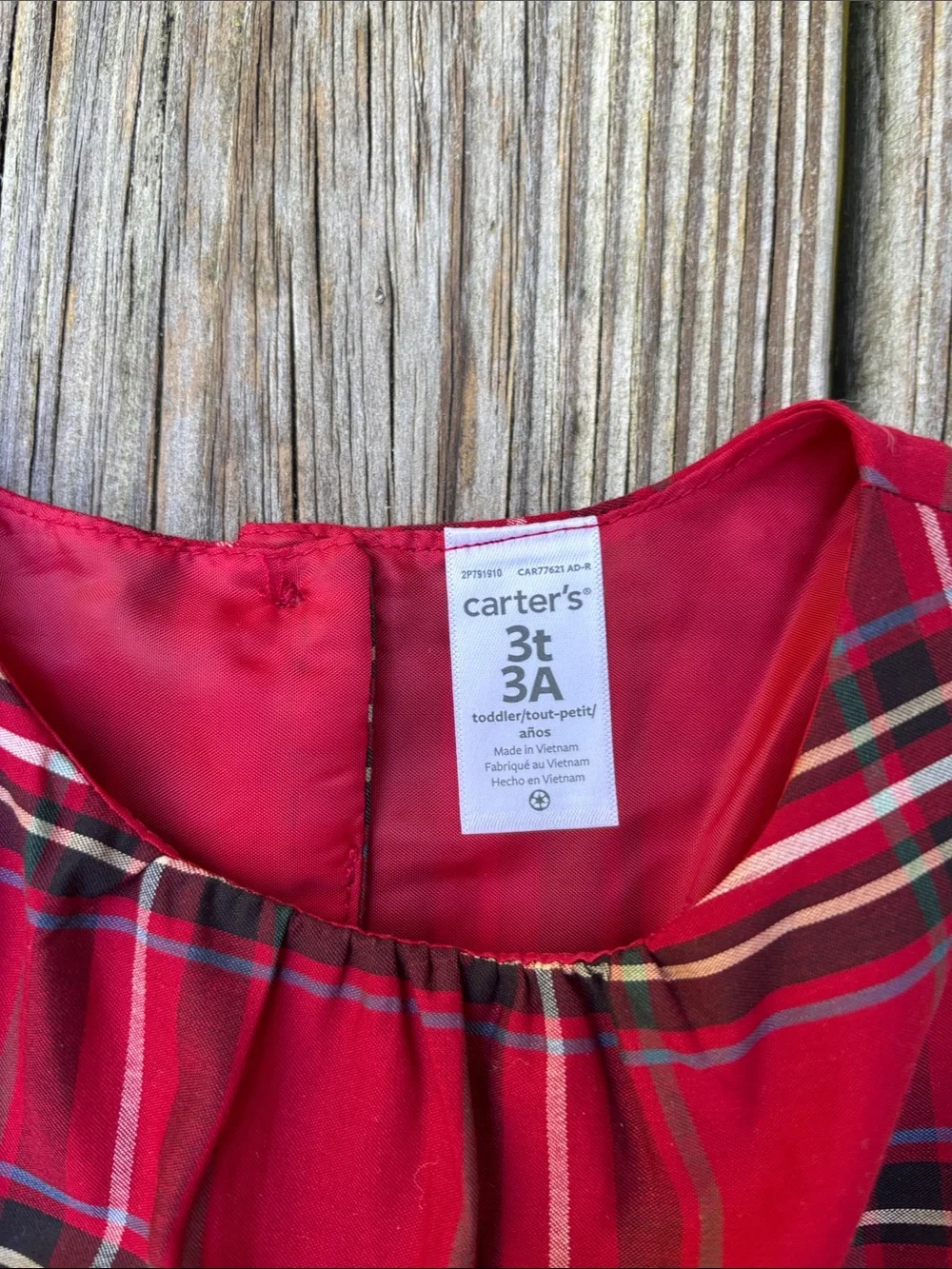 CARTERS | Red Plaid Bow Pleated Sleeveless Festive Toddler Holiday Dress Size 3T